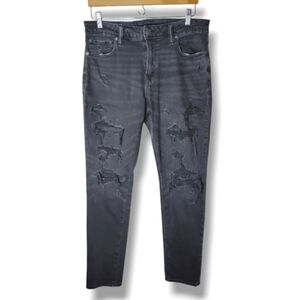 American Eagle AirFlex+ Skinny Jeans Destroyed Charcoal | 32x32